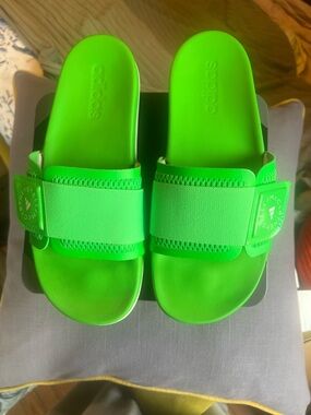 Adidas by Stella McCartney Neon Green Adjustable Slide Sandals